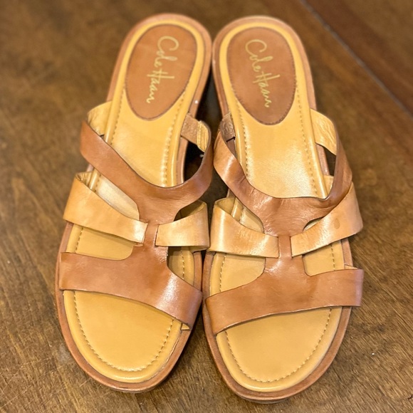 Cole Haan Leather Strappy Wedge Sandals Sz. 9 - Picture 8 of 12